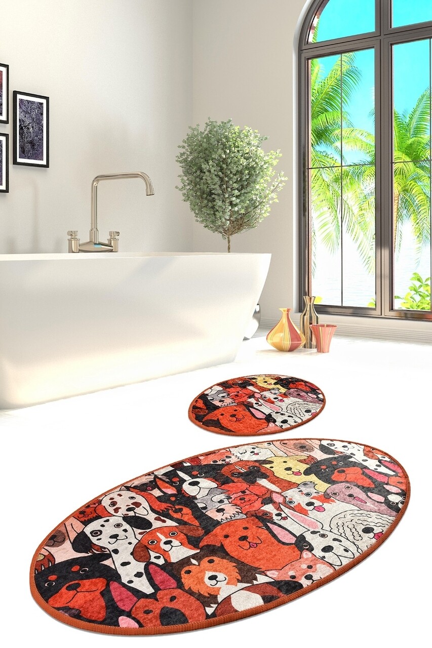 Dogs 2 db Fürdőszobai szőnyeg, Chilai, 50x60 cm/60x100 cm, színes