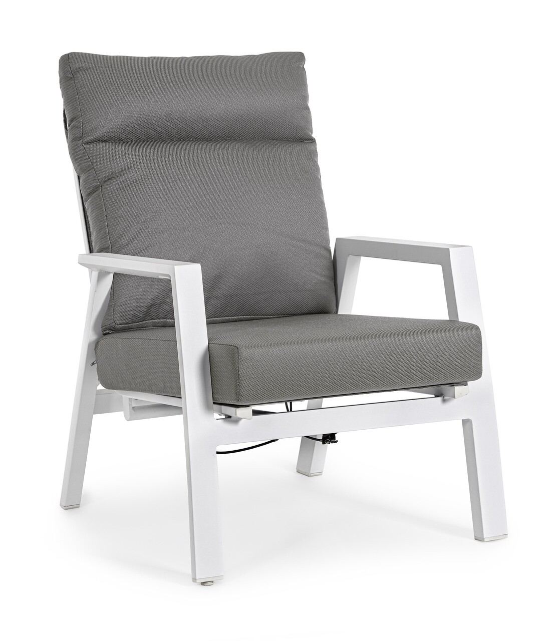 Kledi Kerti/terasz fotel, Bizzotto, 72 x 81 x 98 cm, állítható hátrész, alumínium/textilén 1x1, fehér