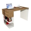 Alphonzo íróasztal, Furny Home, 121,8x60x74 cm, fehér / barna