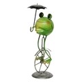 Frog on unicycle w umbrella Dekoráció, 12x11x36.5 cm, fém, színes