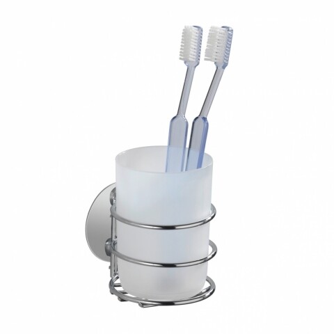 Turbo-Loc® fogkefe tartó és fogkrém, Wenko, 7,5 x 9 x 10 cm, rozsdamentes acél / polipropilén, ezüst / fehér