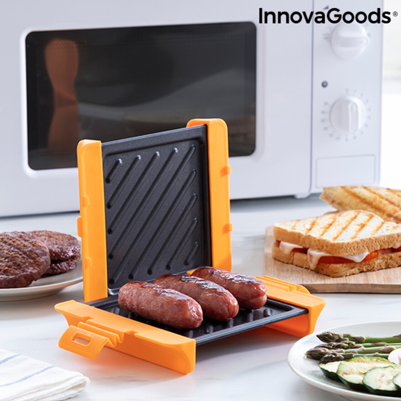Grillező mikrohullámú sütőhöz Grillet InnovaGoods, 15x19.5x5.8 cm, szilikon