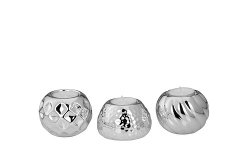 3 gyertyatartó készlet, Hermann Bauer, porcelán, ezüst