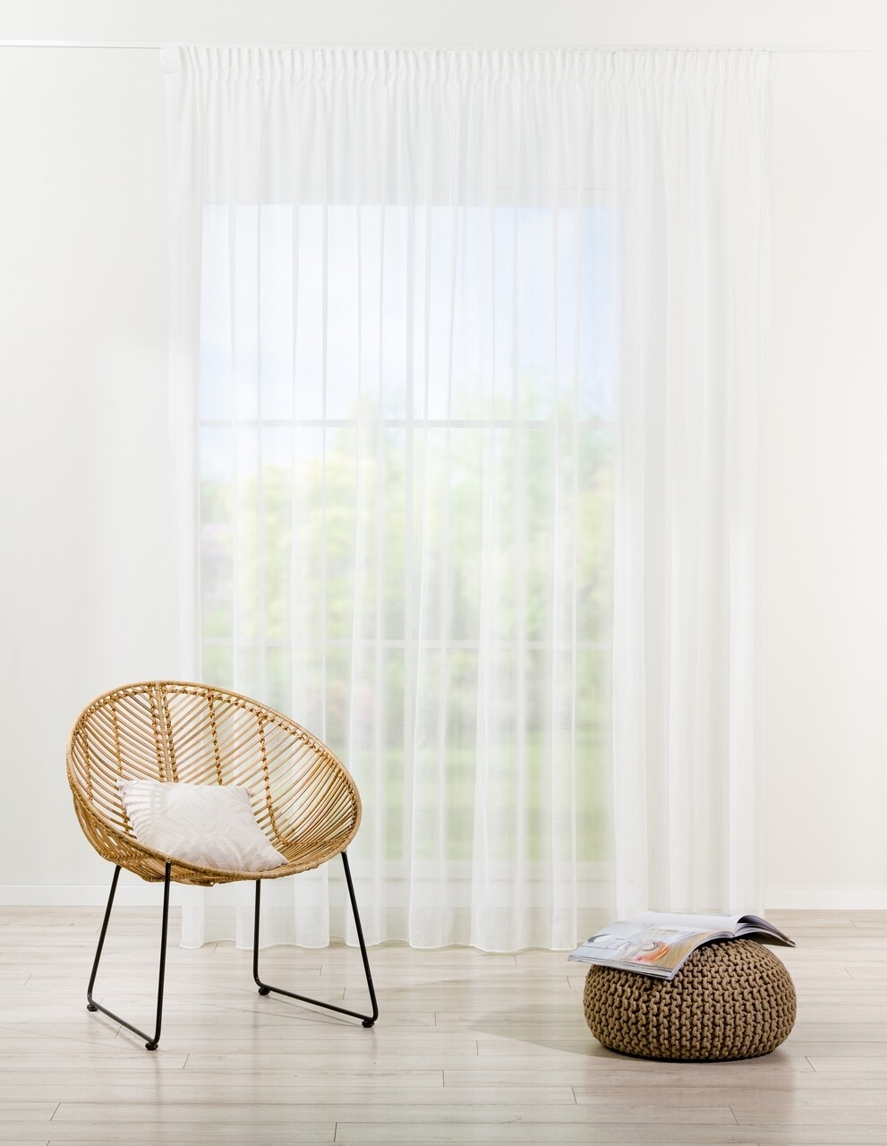 Fehér átlátszó függöny 300x245 cm Dakota – Mendola Fabrics