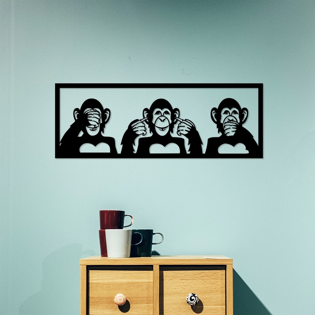 Three Monkeys - L Fali Dekoráció, Tanelorn, 100x36 Cm, Fém