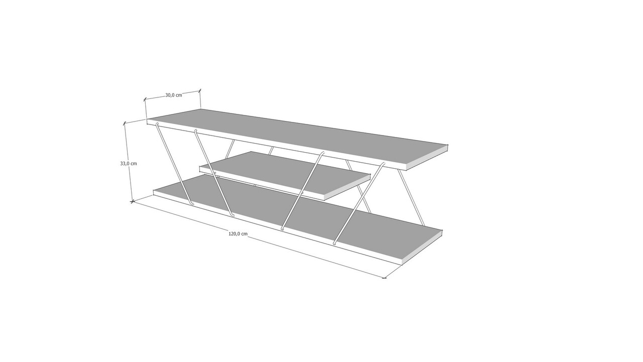 Canaz TV Komód, Kalune Design, 120x30x33 Cm, Fehér/fekete