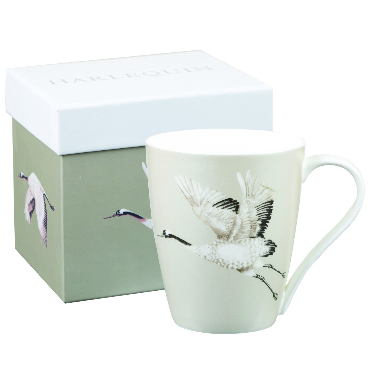 Cana In Cutie Cadou, Palmetto Cranes Platinum, Churchill, Portelan Fine Bone China, 390 Ml