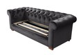 Oxford Chesterfield Kihúzható kanapé, 88x216x75 cm, 3 személyes, grafit szürke