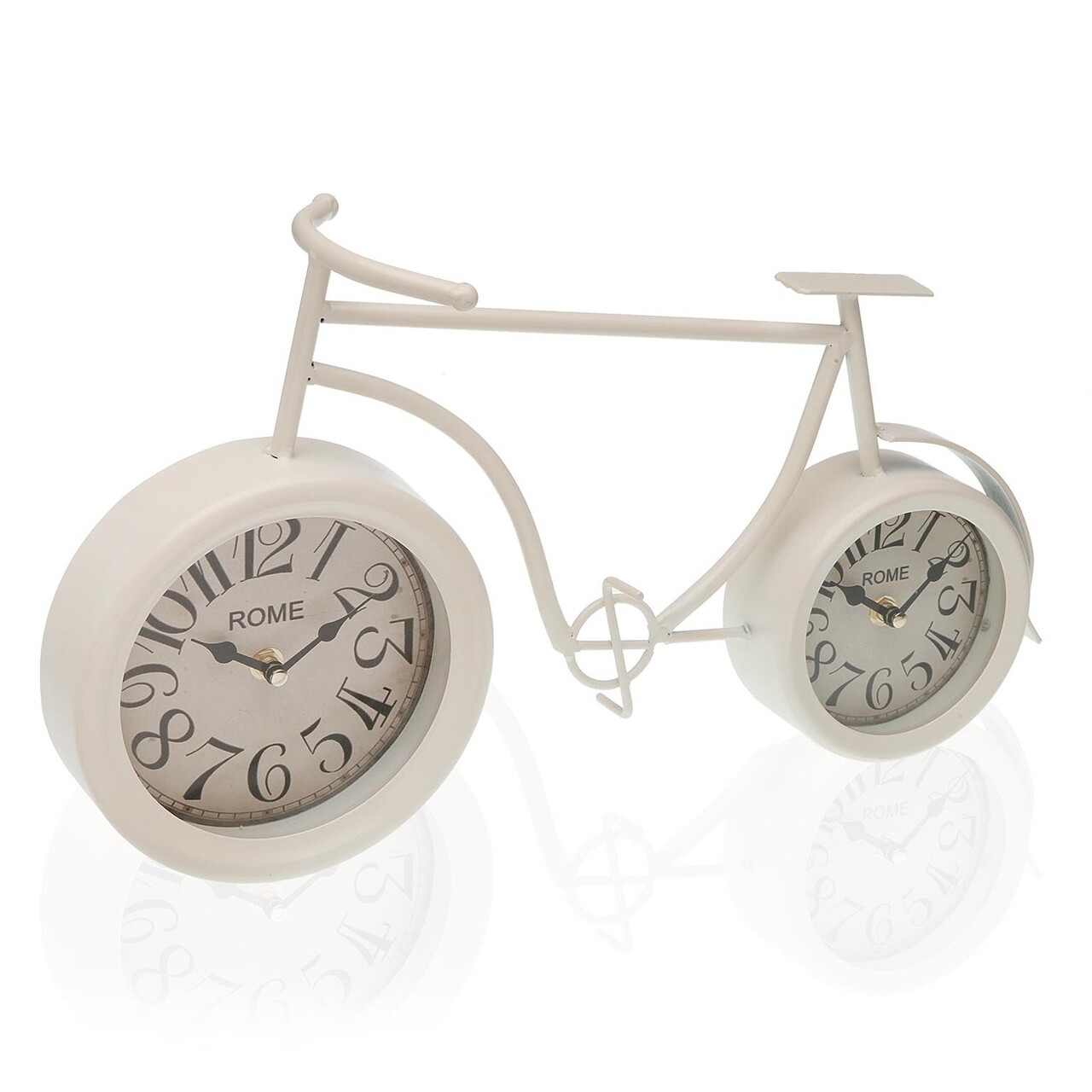 Bicycle Asztali óra, Versa, 36.5x10x20 cm, vas, fehér
