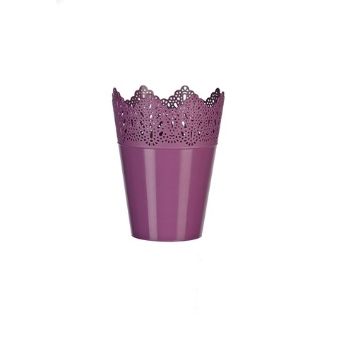 Koronka edény 12 cm fűzővel, műanyag, lila