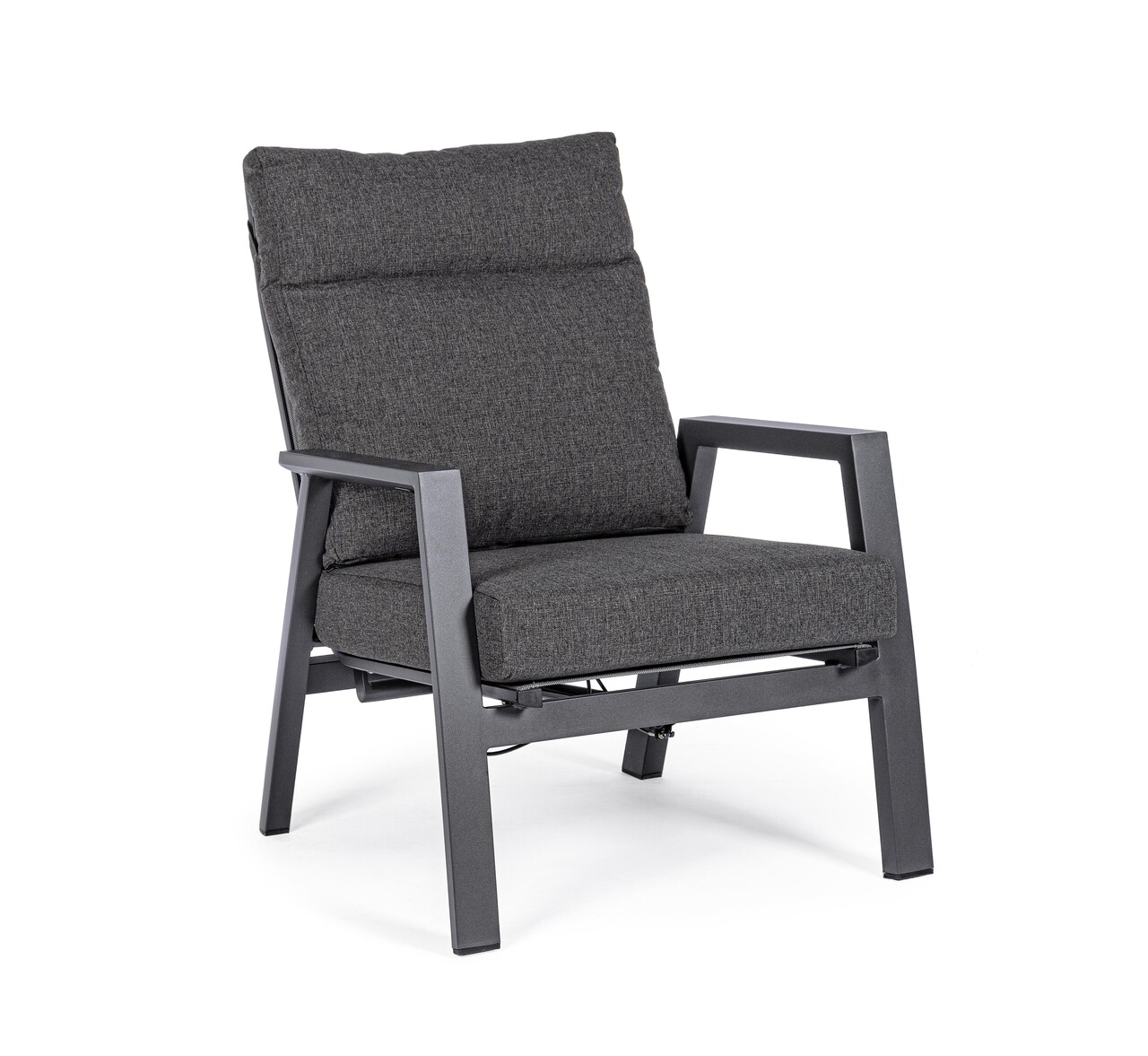 Kledi Terasz/kerti fotel, Bizzotto, 72 x 81 x 98 cm, állítható hátrész, alumínium/textil 1x1, szénszín