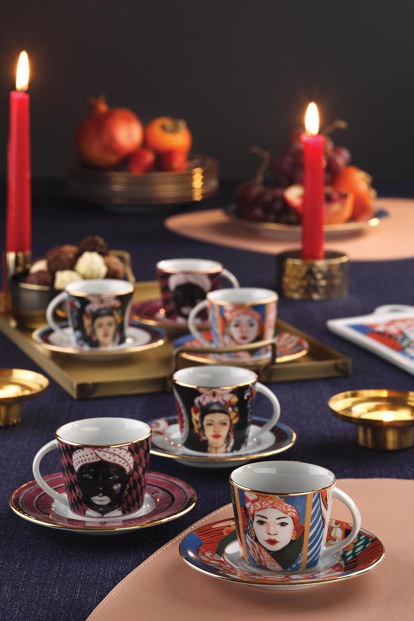 Kutahya Porselen Kávés készlet, TL12KT42011366, 12 darabos, porcelán