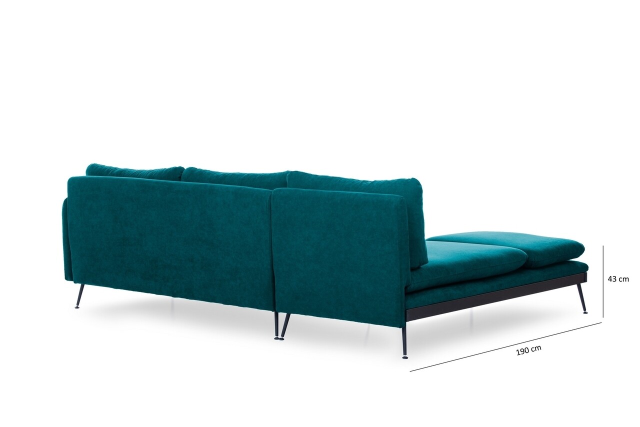 Reya Corner Sarokkanapé, Futon, 275x190x90 Cm, Fém, Zöld