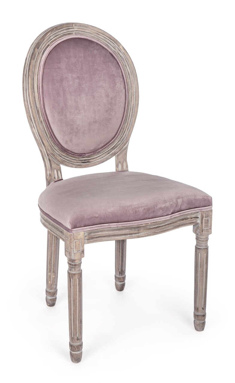 Mathilde szék, bizzotto, bársony, 48x46x96 cm, púder rózsaszín