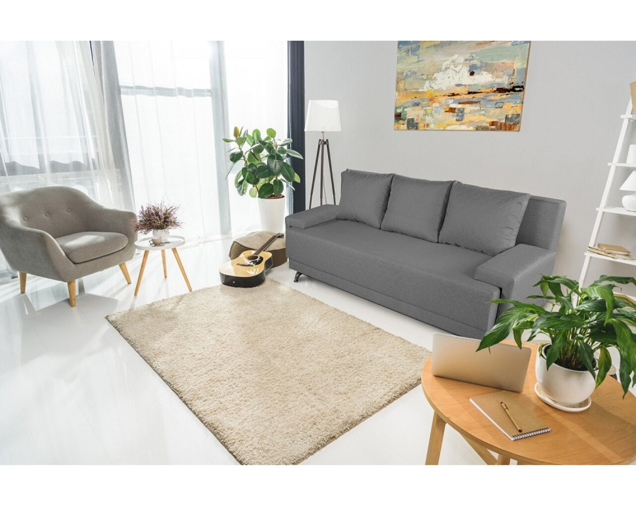 Napoli Grey kanapéágy, 205x90x86 cm, tároló dobozzal