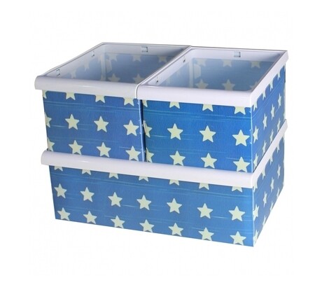 Három tároló doboz, Stars, Jocca, műanyag, fehér / kék