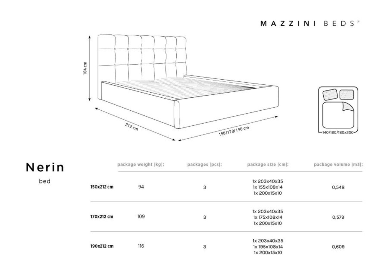 Nerin Noir Kárpitozott ágy Felnyitható ágyráccsal és Tárolóládával, Mazzini Sofas, 140x200 Cm, Bársony, Fekete