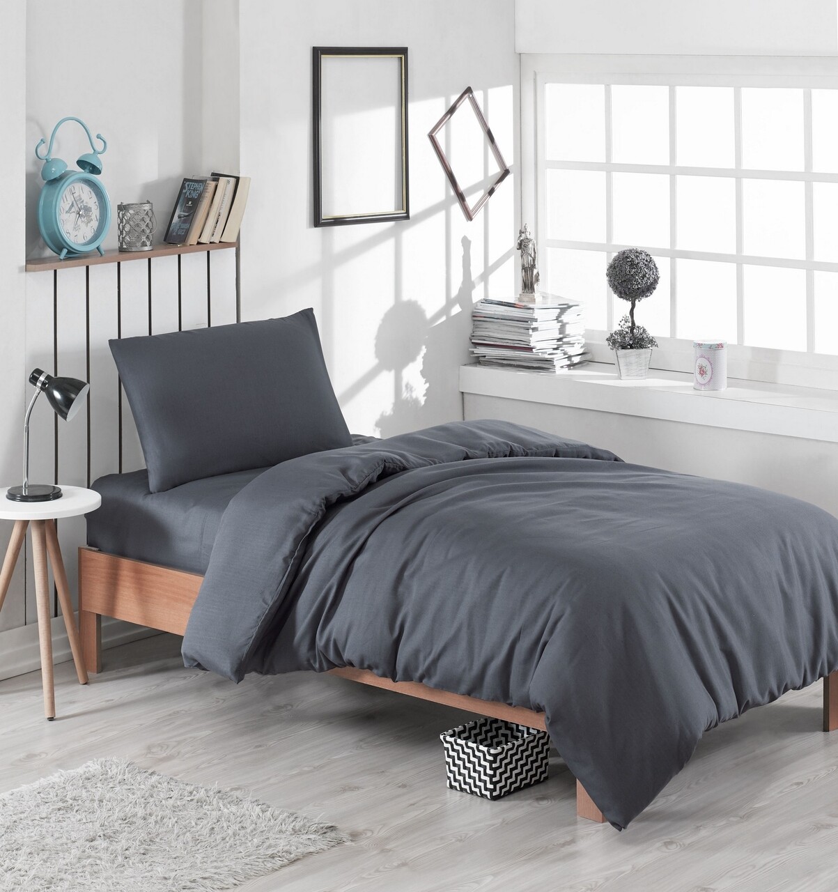 EnLora Home Egyszemélyes ágynemű, 2 darabos, 140x200 cm, kevert pamut, Paint, hamuszürke