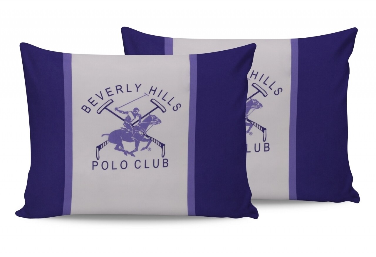 2 db párnahuzat készlet 50x70, 100% pamut, Beverly Hills Polo Club, BHPC 029 - lila, fehér/lila