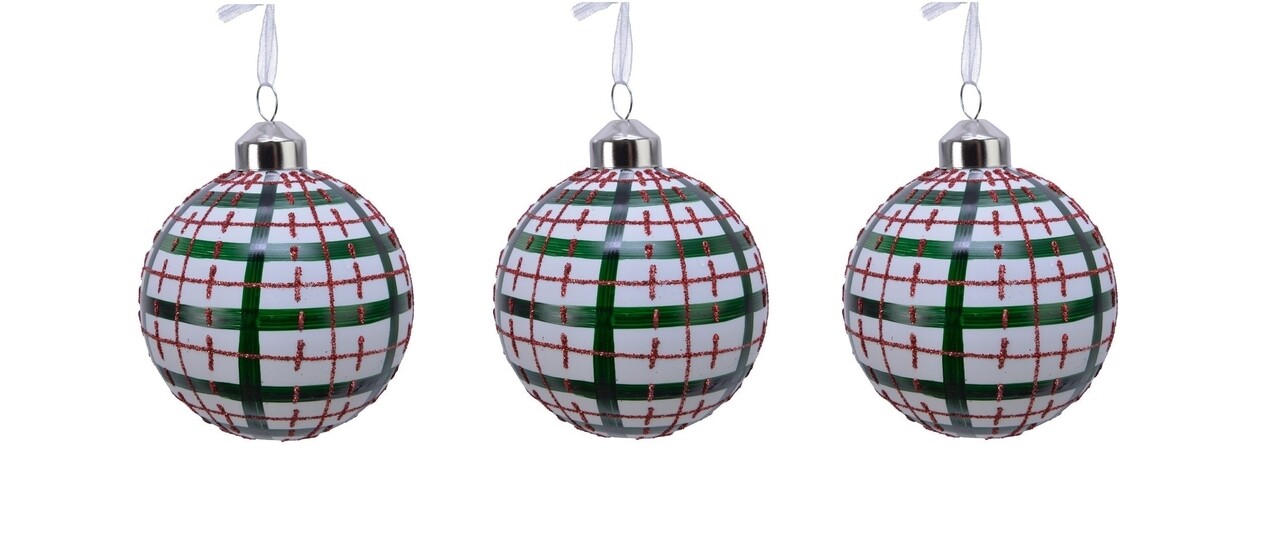 Decoris 3 Db Díszgömb Készlet, Ø8 Cm, üveg, Zöld / Piros