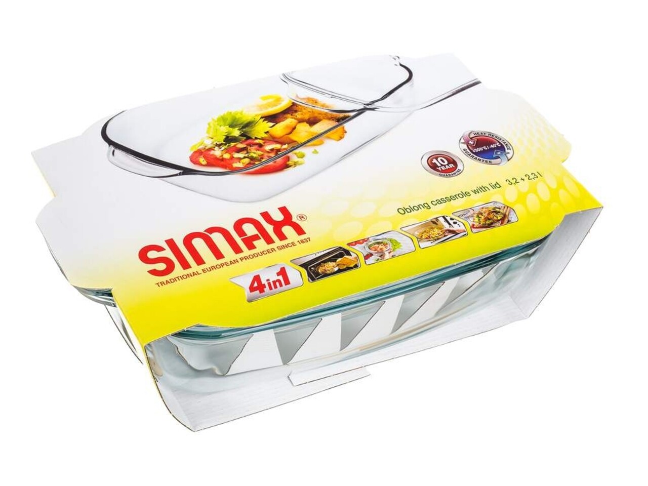 Simax Tetővel Ellátott Tepsi, Boroszilikát üveg, 36,5 X 20,8 Cm, 5,5 L