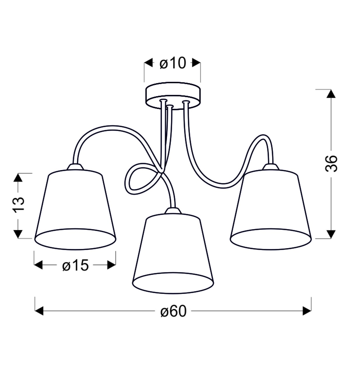 Luk Csillár, Candellux, 60 X 36 Cm, 3 X E14, 40W, Króm