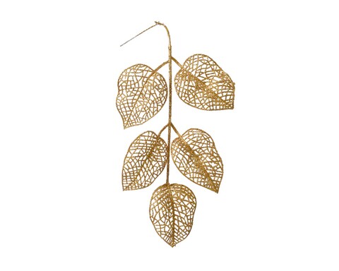 Leaves 12 db Dekoráció, Decoris, 36x6x2 cm, műanyag, aranyszín