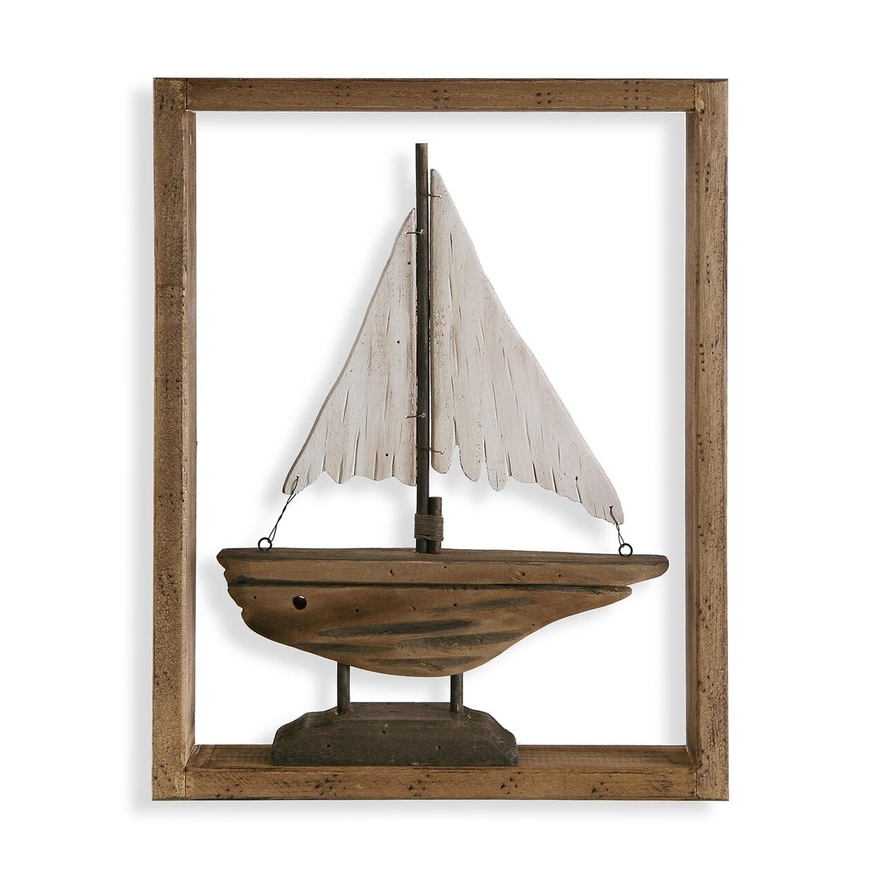 Fali dekoráció Sailboat, Versa, 34.5x44 cm, császárfa