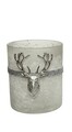 Deer Silver gyertyatartó, Decoris, 12,5x10x18 cm, üveg, ezüst, szürke