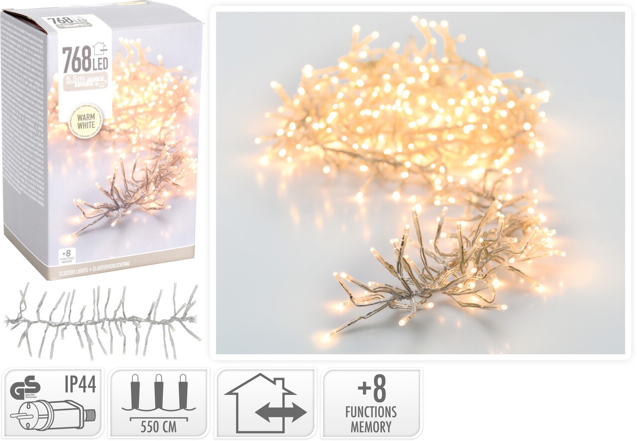 Excellent houseware cluster light fénydekoráció, 768 led-el, 300 cm, meleg fény