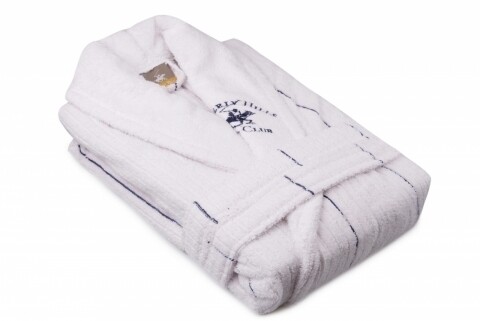Beverly Hills Polo Club Unisex fürdőköpeny, 100% pamut, S/M, White/Dark Blue